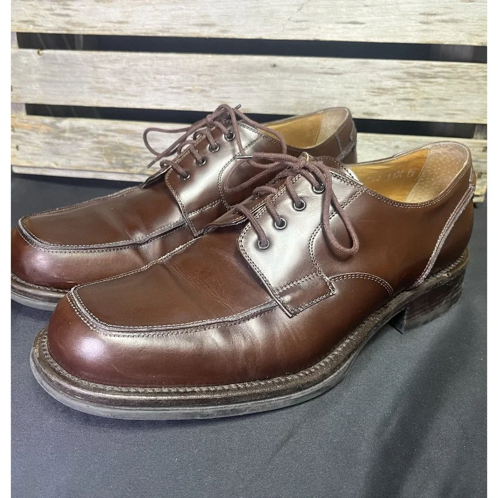 Bacco Bucci Brown Leather Lace Up Shoes 11.5 D Made In‎ Italy 6501